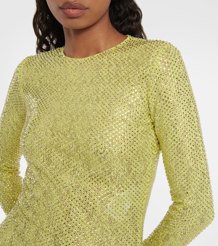 Shop Stella Mccartney Crystal-embellished Minidress In Lime