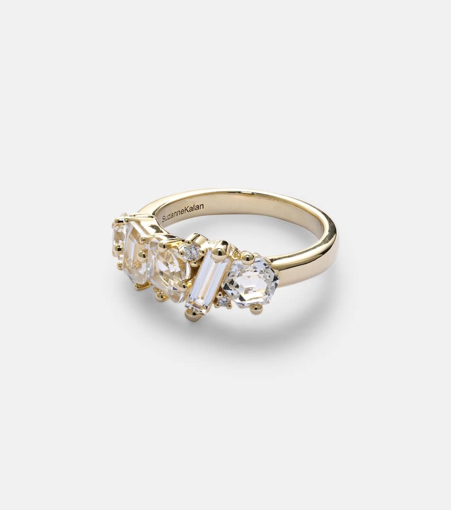 Suzanne Kalan Nadima Glimmer 14kt Gold Ring With Diamonds And Topaz In Yellow Gold