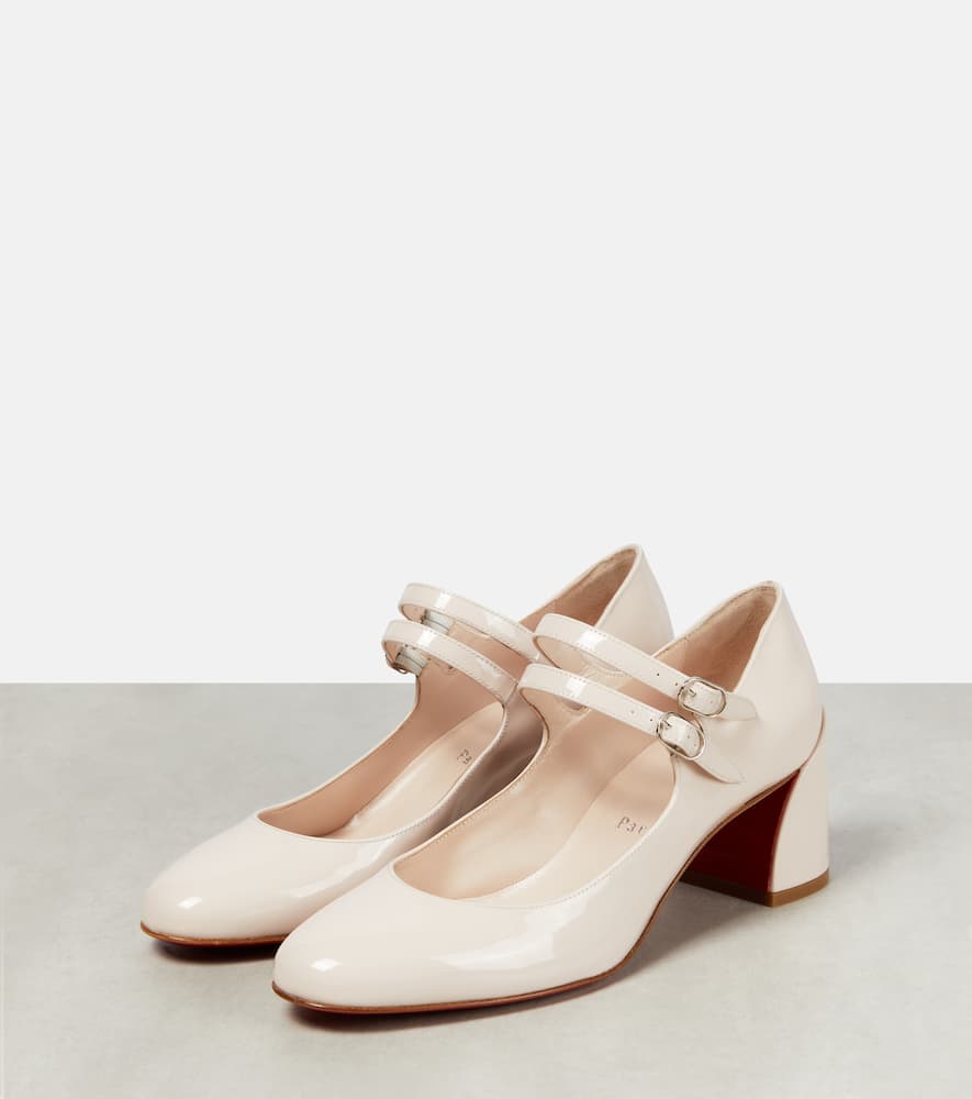 Christian Louboutin Miss Jane 55 Patent-leather Pumps In White