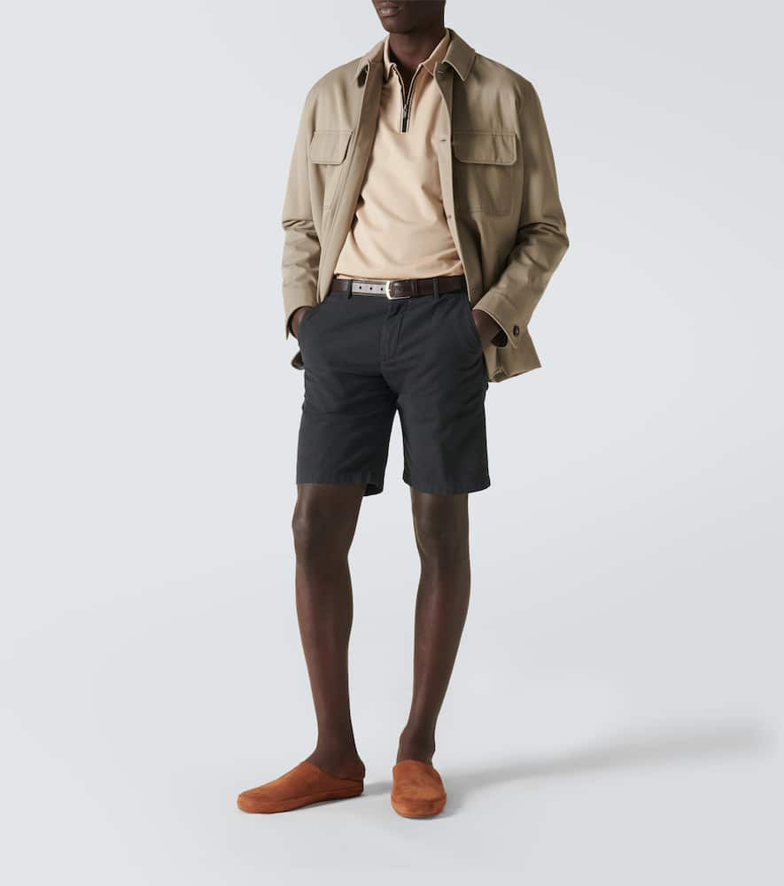 Shop Loro Piana Cotton-blend Bermuda Shorts In Grey