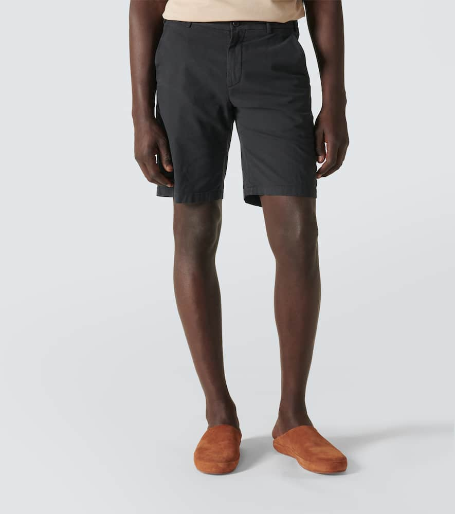 Shop Loro Piana Cotton-blend Bermuda Shorts In Grey