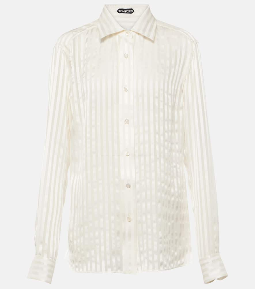 Shop Tom Ford Striped Silk Shirt In White