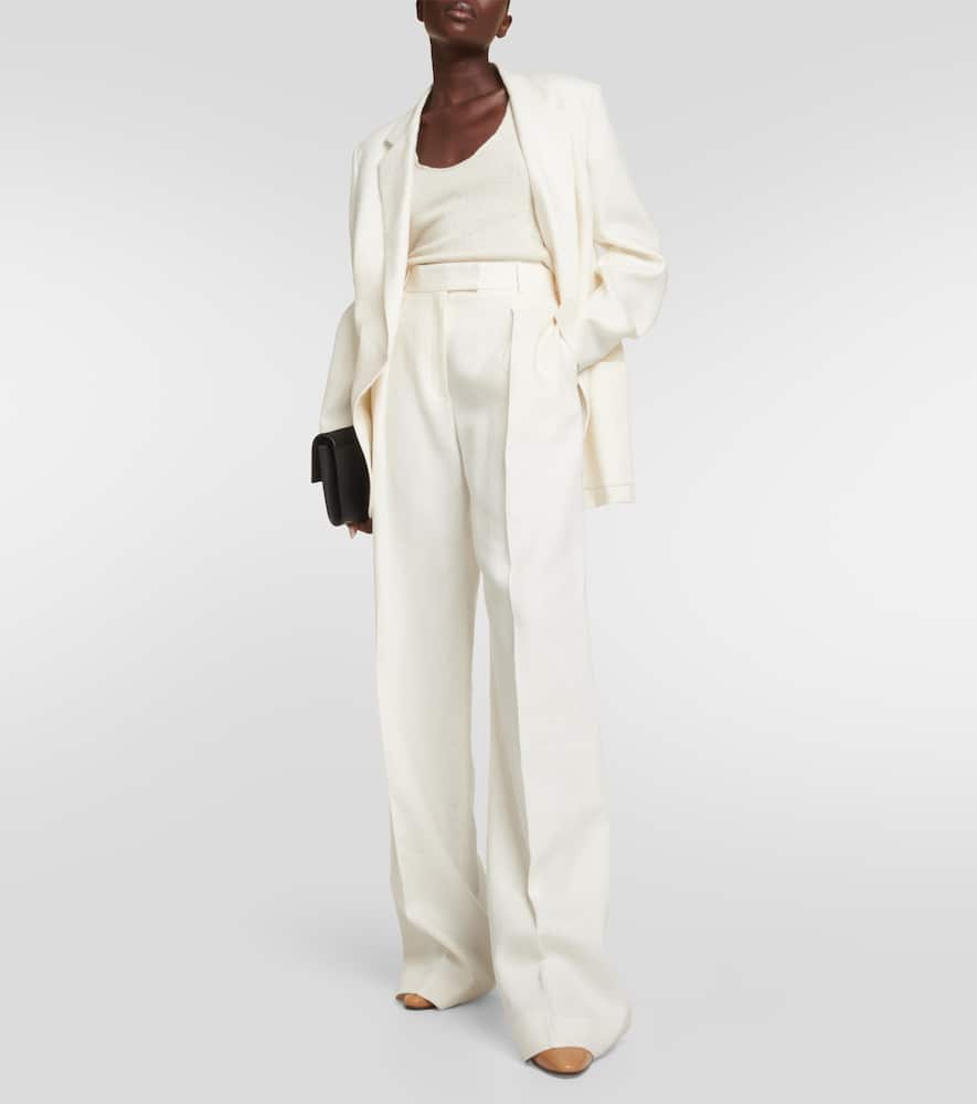 Shop The Row Antone High-rise Linen Wide-leg Pants In White