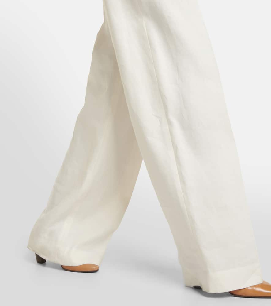 Shop The Row Antone High-rise Linen Wide-leg Pants In White