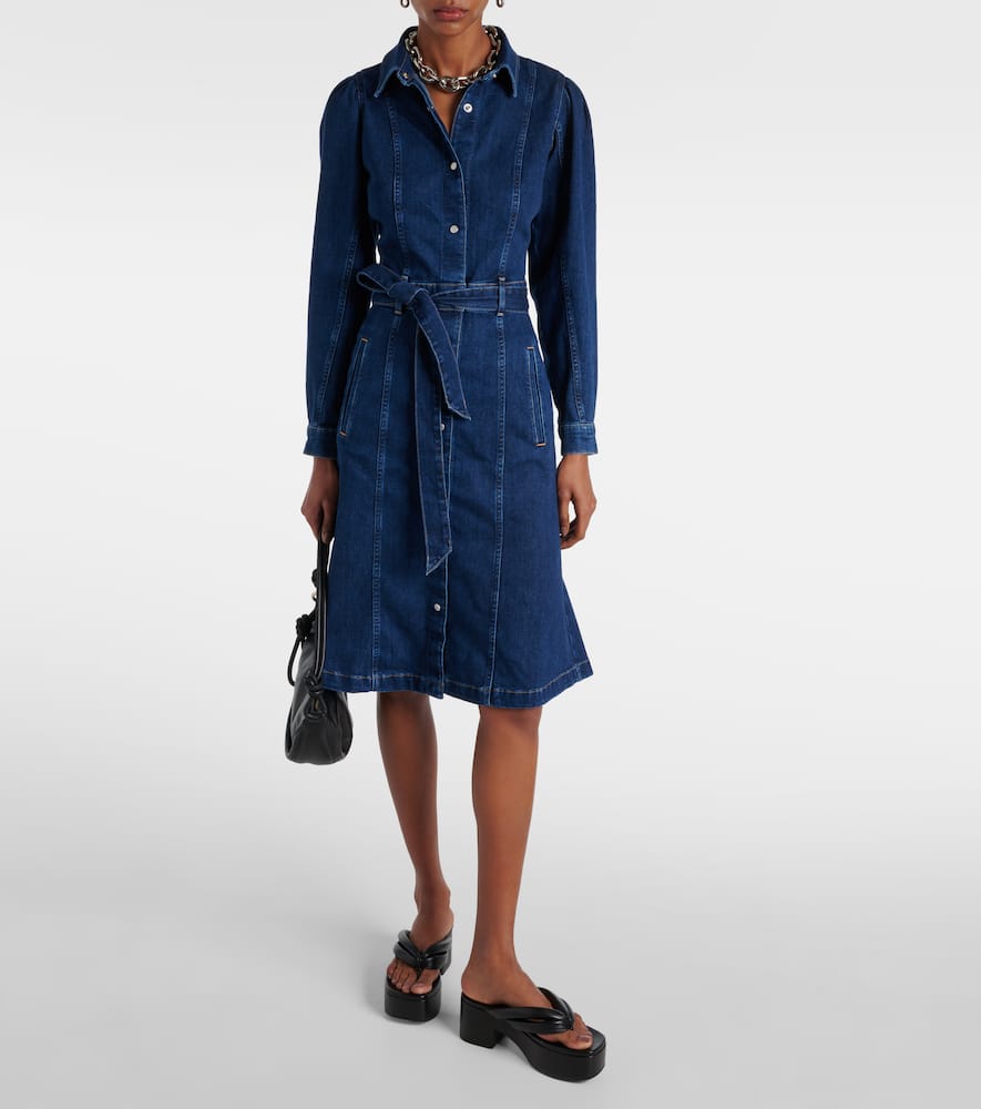 Shop 7 For All Mankind Denim Midi Dress In Blue