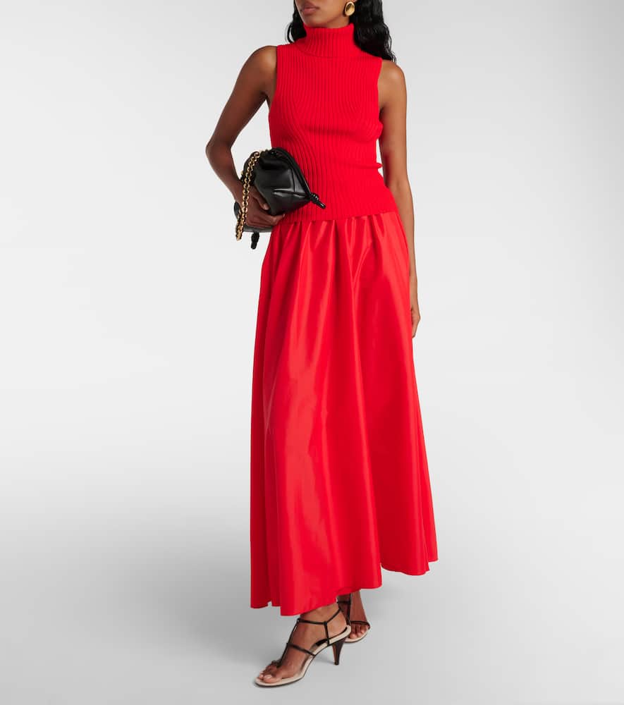 Staud Eden Drawstring Maxi Skirt In Red Rose
