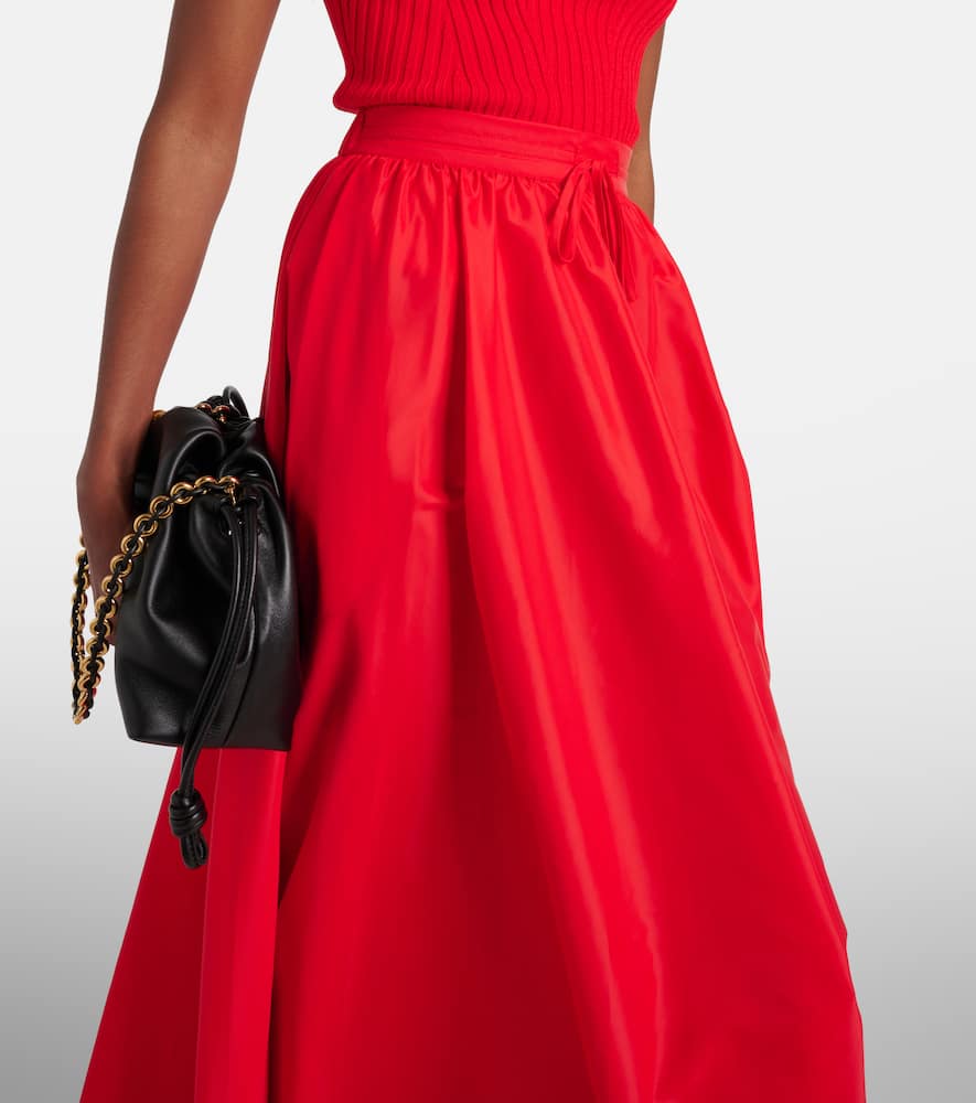 Staud Eden Drawstring Maxi Skirt In Red Rose