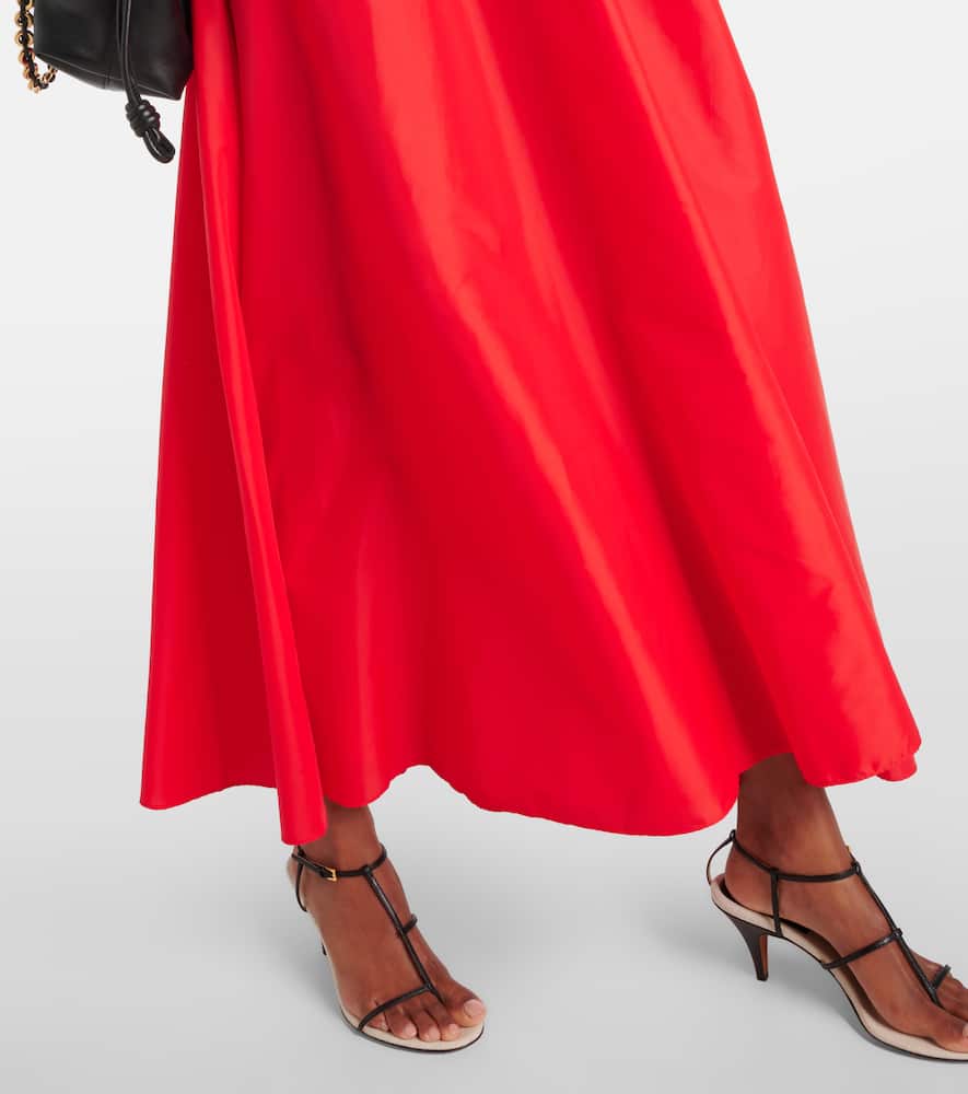 Staud Eden Drawstring Maxi Skirt In Red Rose