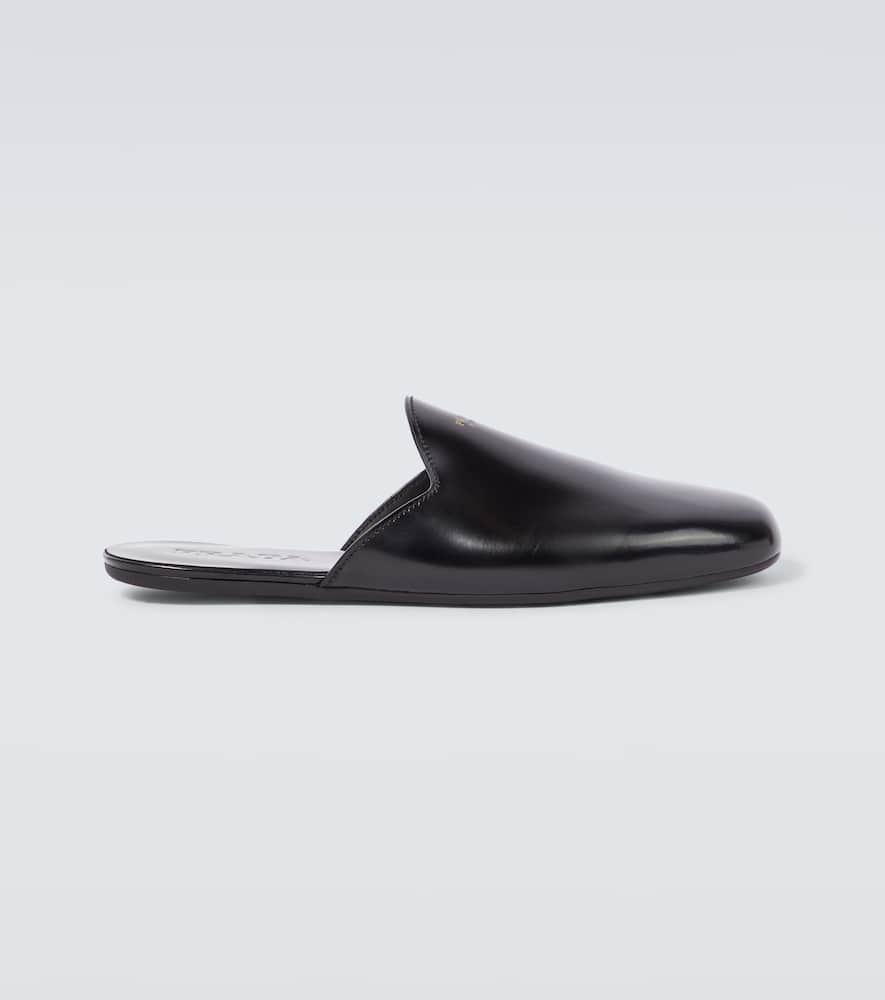 Brushed leather mules
