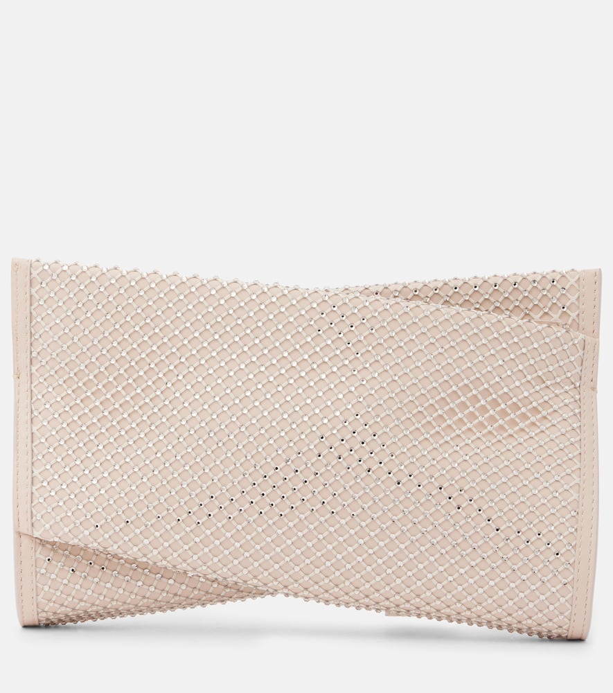 Loubitwist Small leather clutch with strap