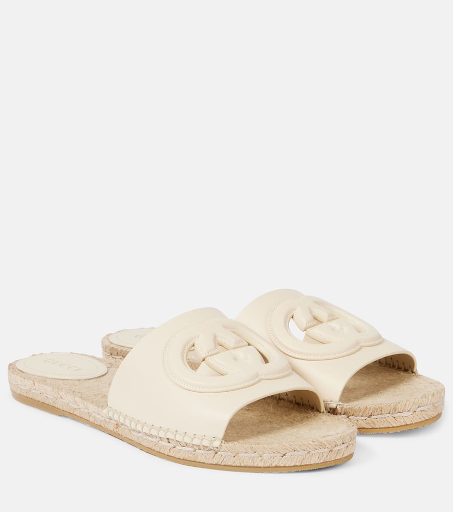 Gucci Cut leather espadrilles slides