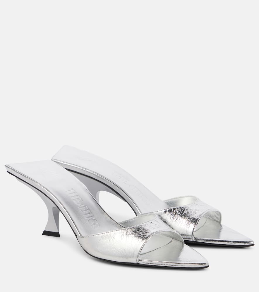 Bes 65 metallic leather mules