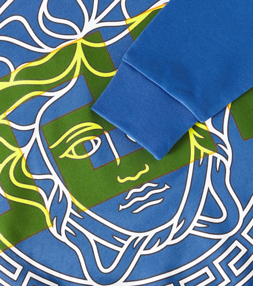 Versace Medusa Cotton Fleece Sweatshirt In Blue