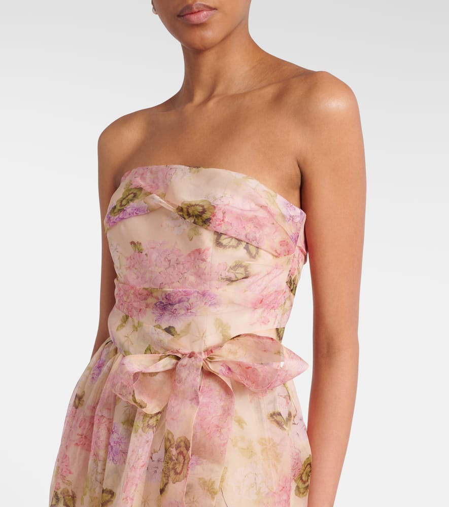 Max Mara Fancy Organza Bustier Dress In Multicoloured