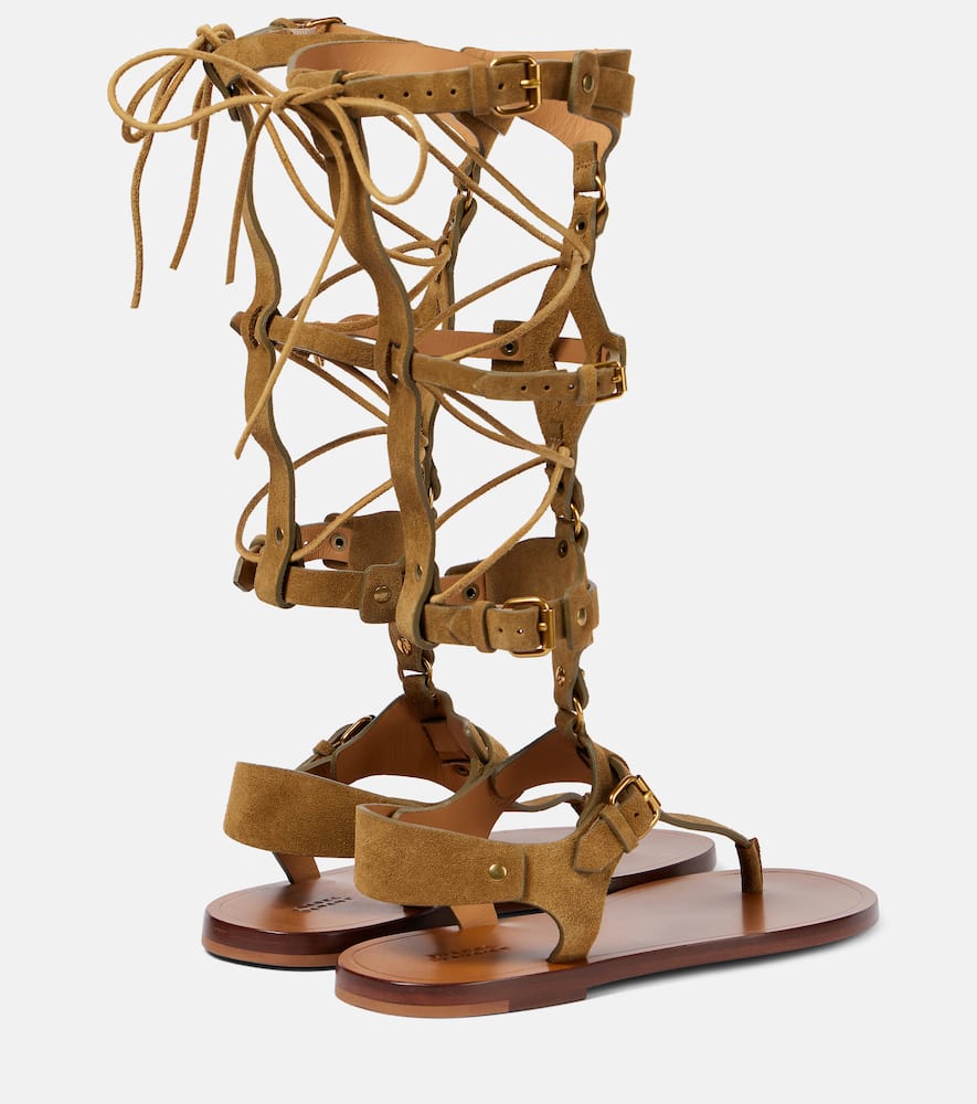 Isabel Marant Nensi Suede Gladiator Sandals In Beige