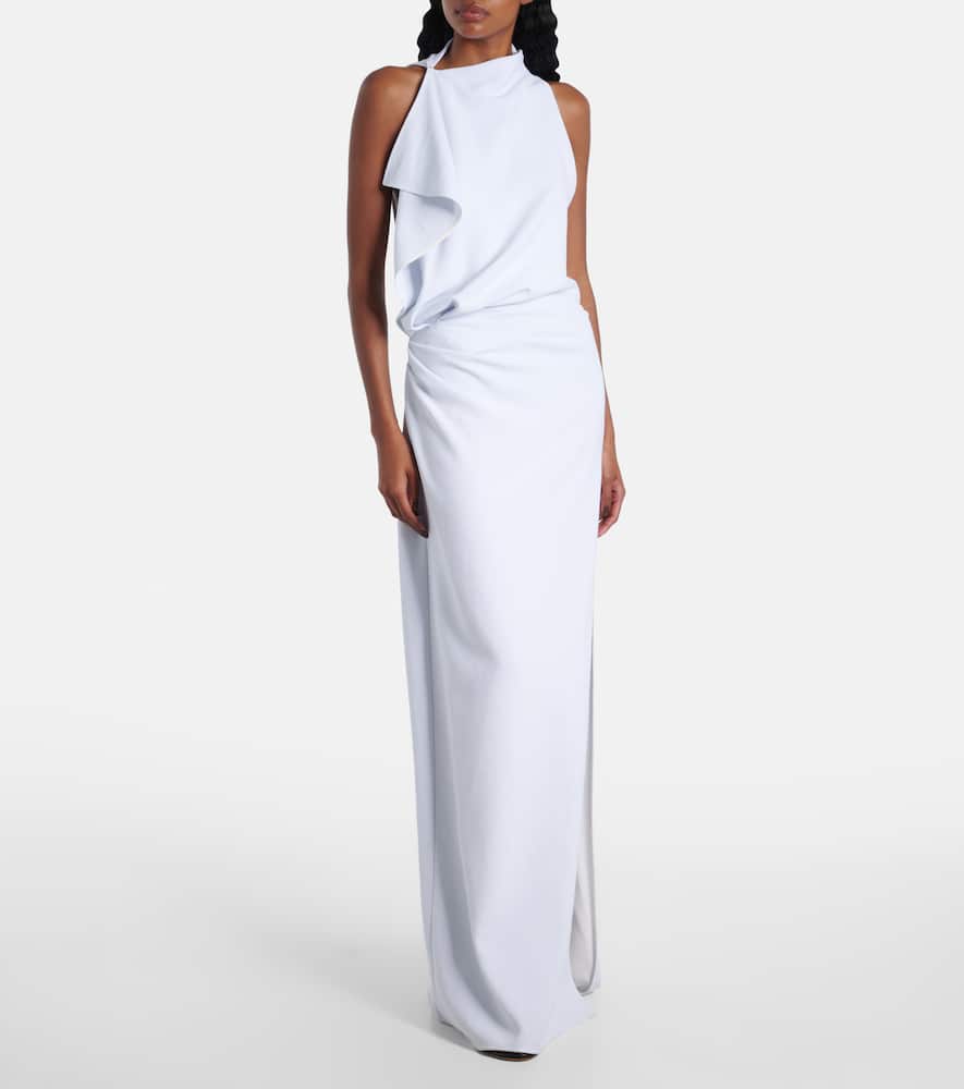 Proenza Schouler Devyn Draped Matte Double Crepe Dress In Blue