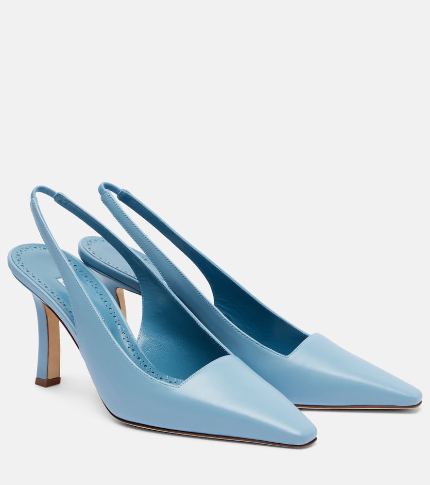 Moirasli leather slingback pumps