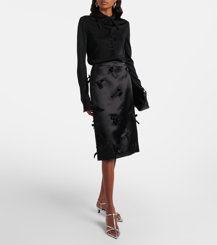 Jil Sander Bow-detail satin midi skirt