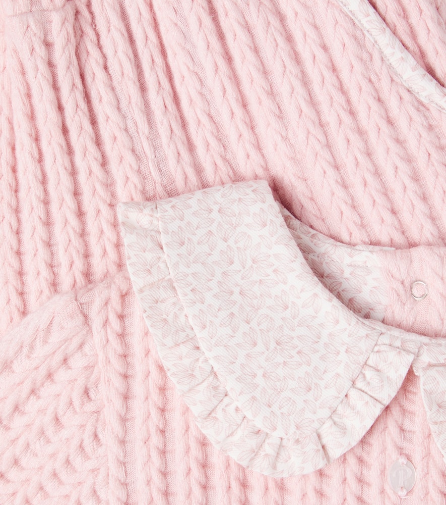 Patachou Baby Cable-knit Sweater And Pants Set In Pink