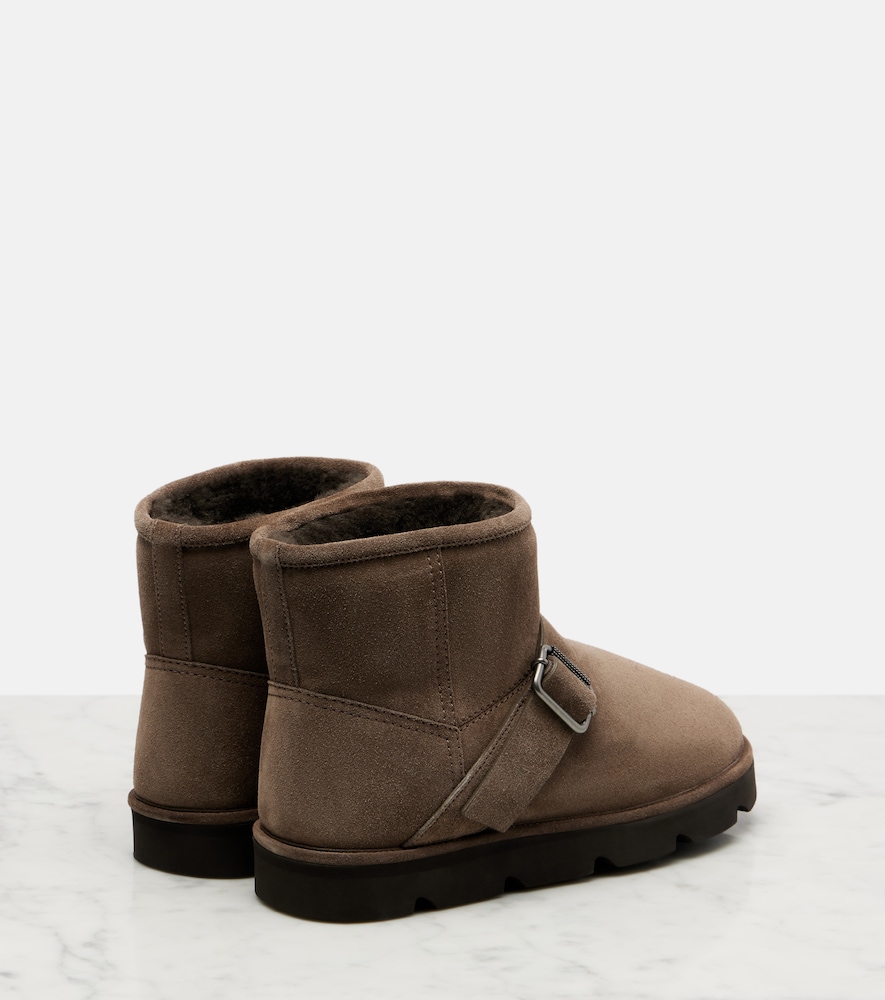  Brunello Cucinelli Brunello Cucinelli Shearling-lined Suede Ankle Boots 