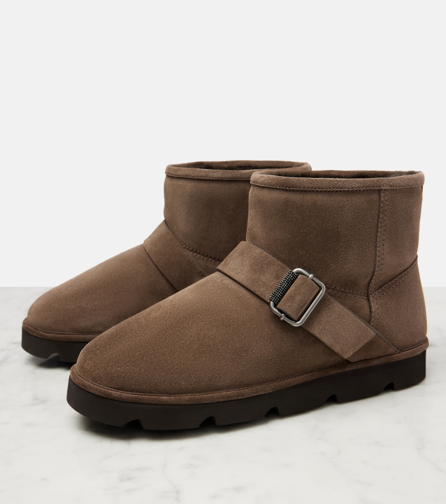  Brunello Cucinelli Brunello Cucinelli Shearling-lined Suede Ankle Boots 