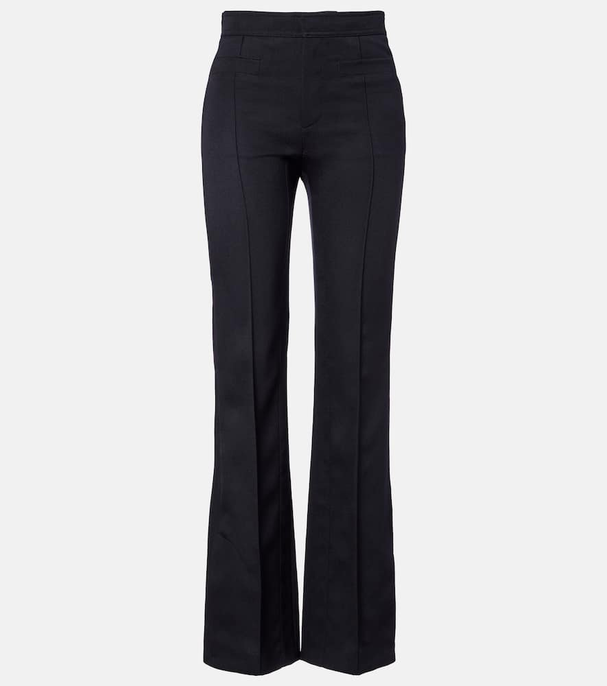 Chloé Virgin Wool Gabardine Flared Pants In Blue