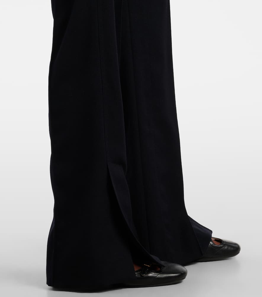 Chloé Virgin Wool Gabardine Flared Pants In Blue