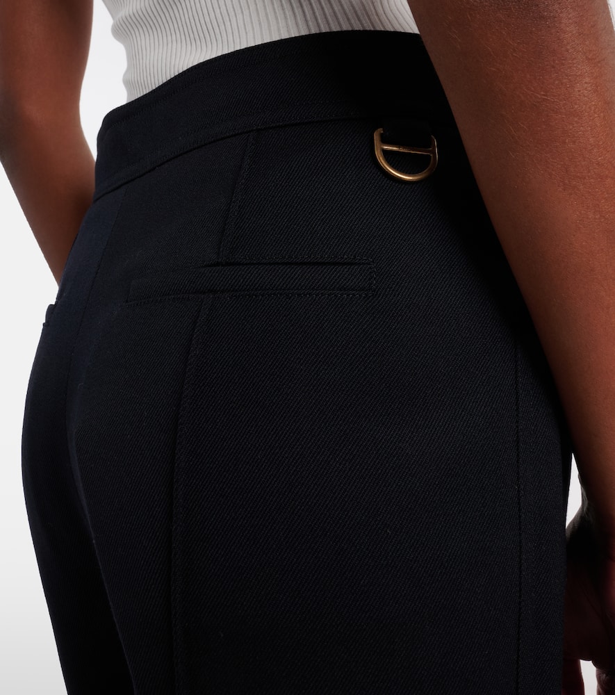 Chloé Virgin Wool Gabardine Flared Pants In Blue