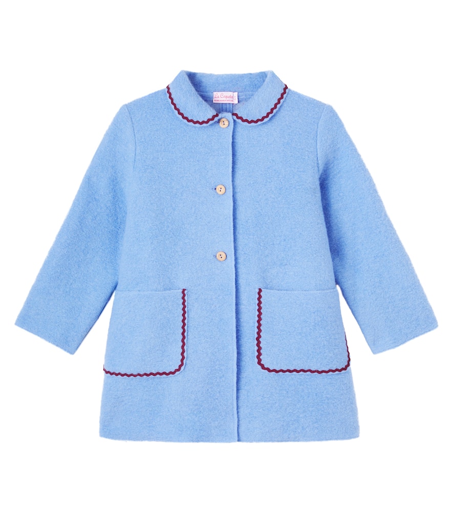 La Coqueta Kids' Henrietta Wool-blend Coat In Blue