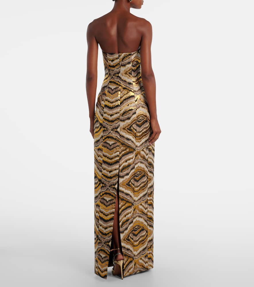 Markarian Odessa Paneled Jacquard Gown In Brown
