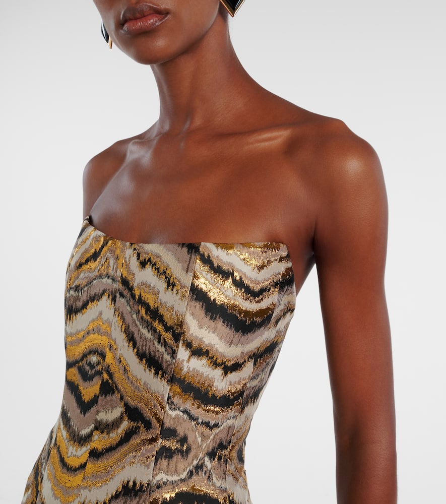 Markarian Odessa Paneled Jacquard Gown In Brown