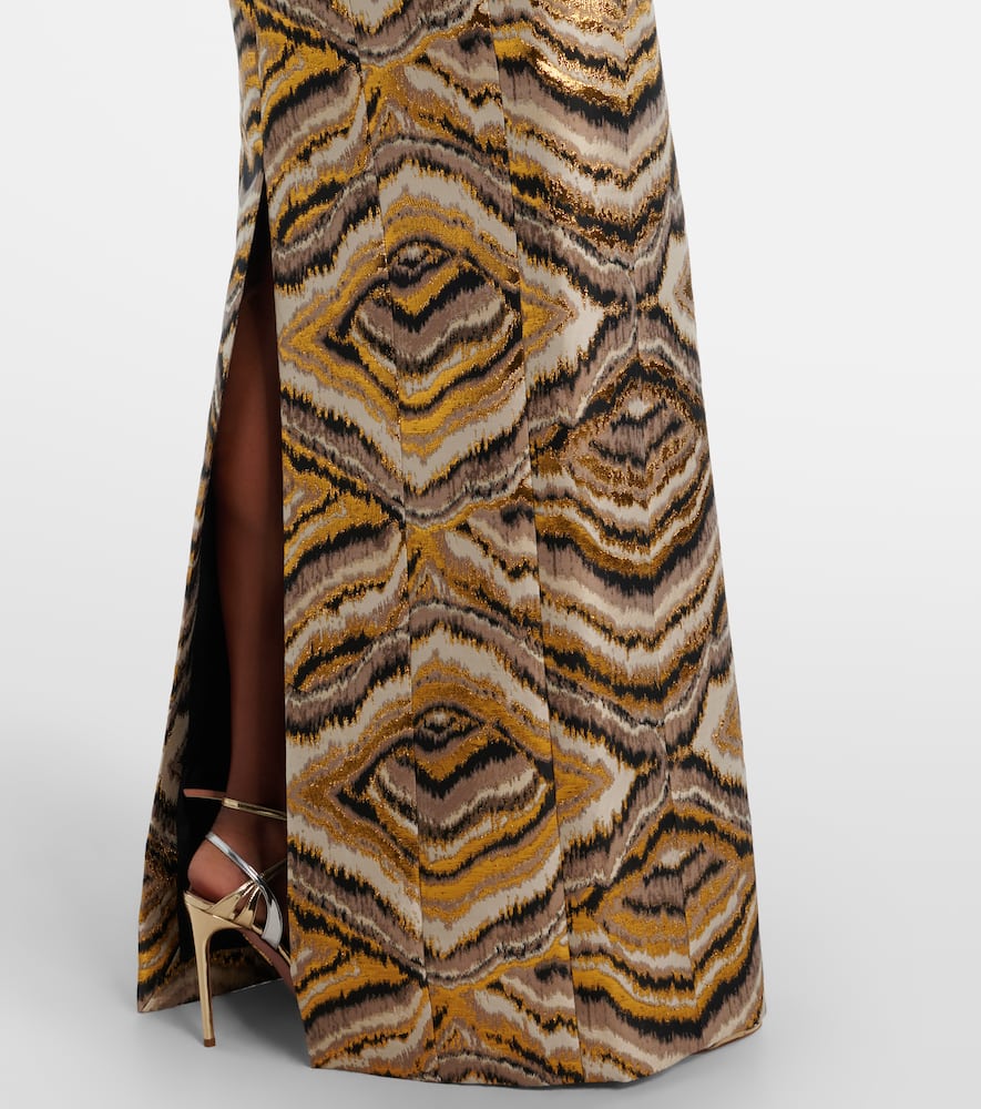 Markarian Odessa Paneled Jacquard Gown In Brown