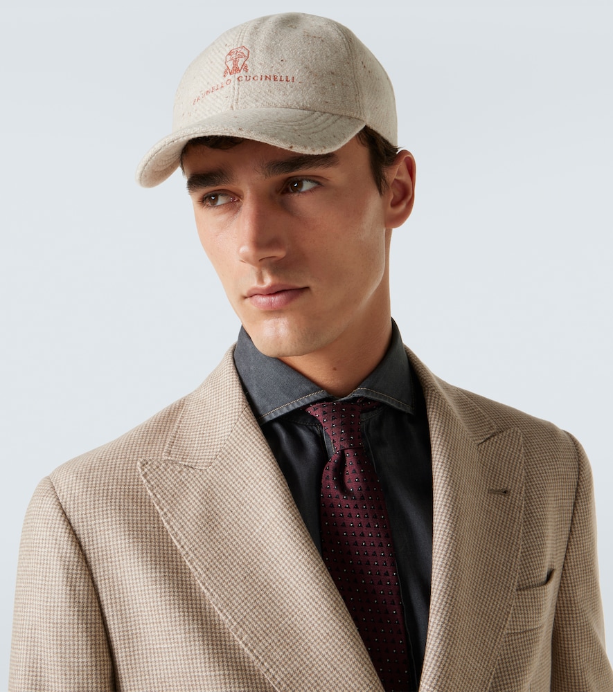 Herringbone Wool And Cashmere Baseball Cap