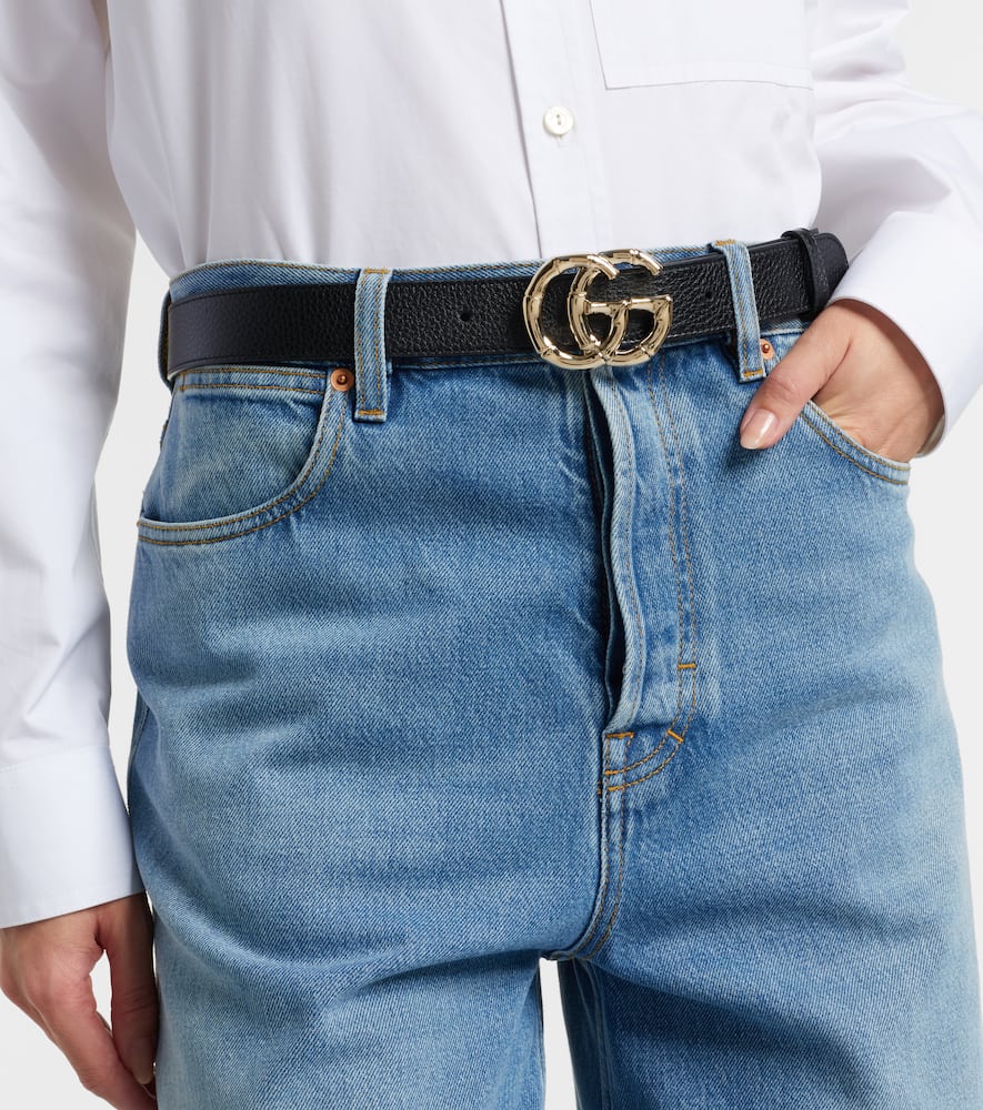 Gucci Gg Leather Belt In Black