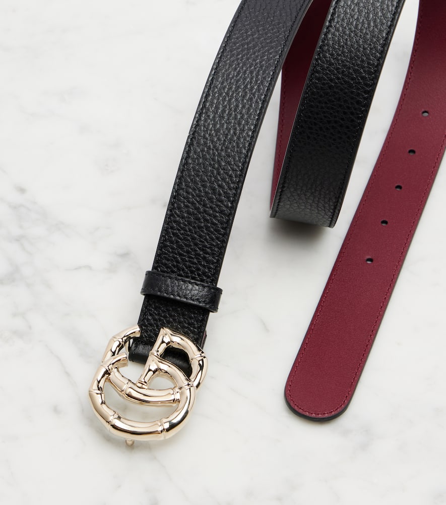Gucci Gg Leather Belt In Black