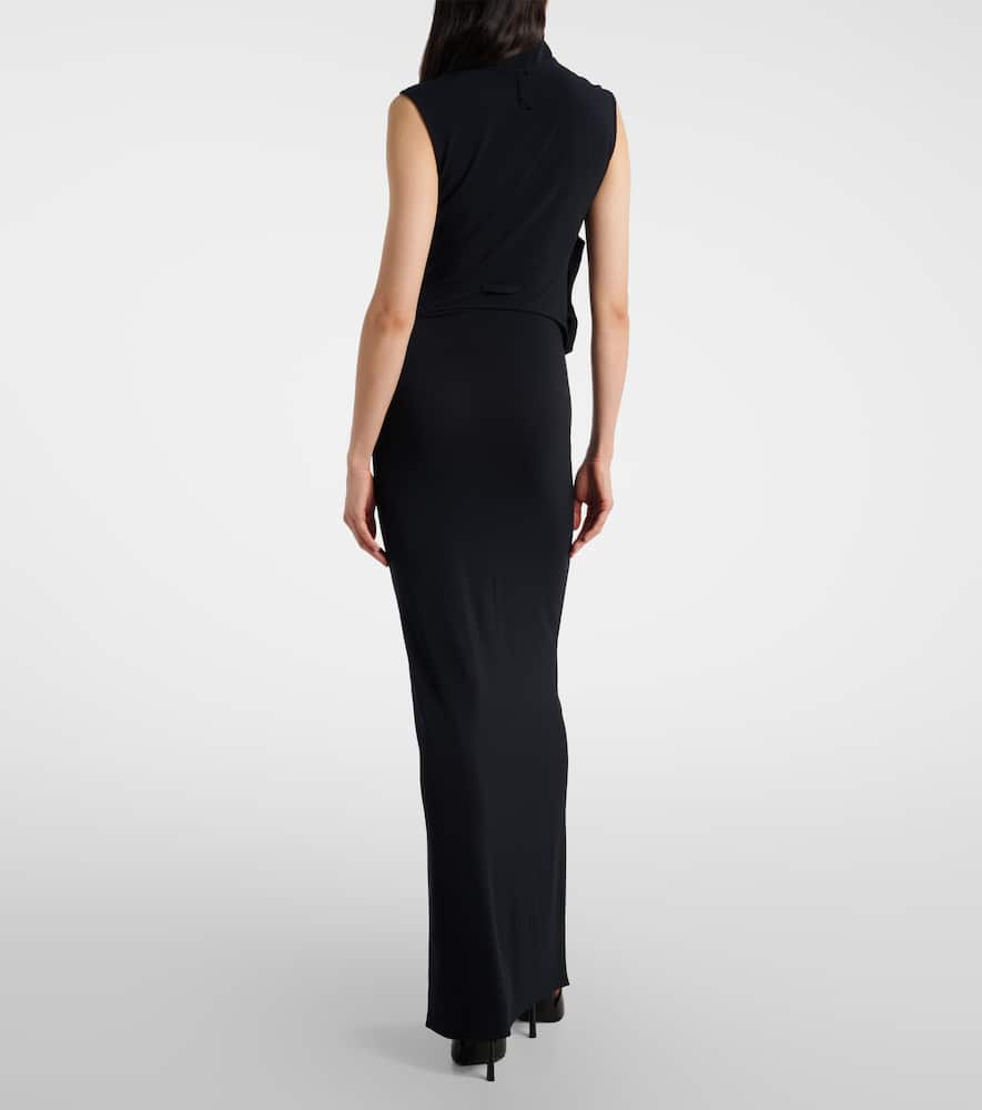 Jean Paul Gaultier Draped Jersey Maxi Dress In Black