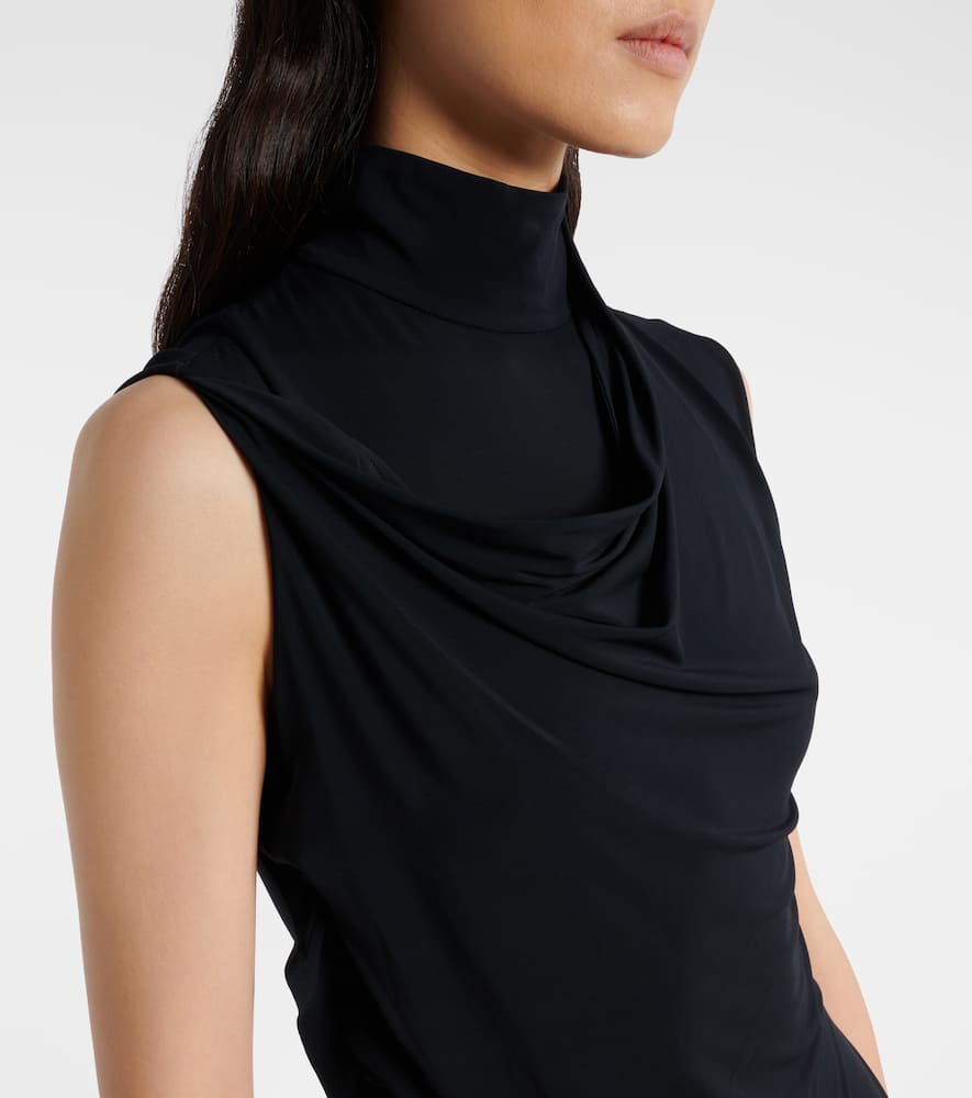 Jean Paul Gaultier Draped Jersey Maxi Dress In Black
