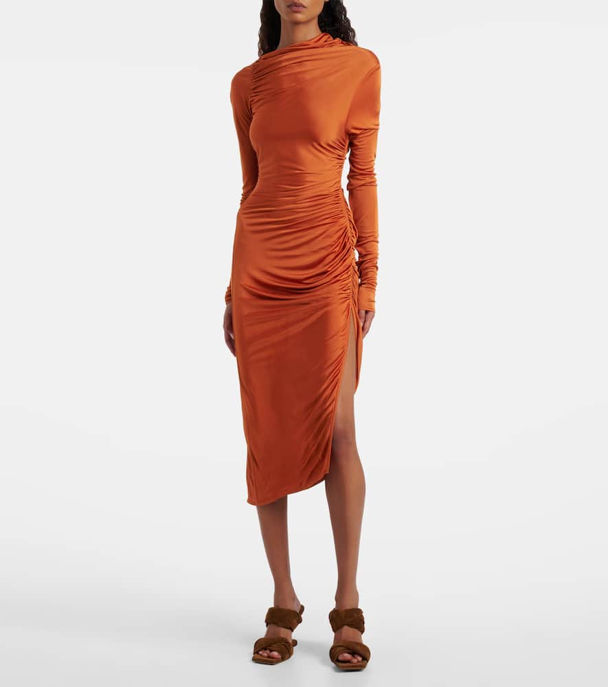 Rick Owens Midikleid Svita Aus Satin-jersey In Multi