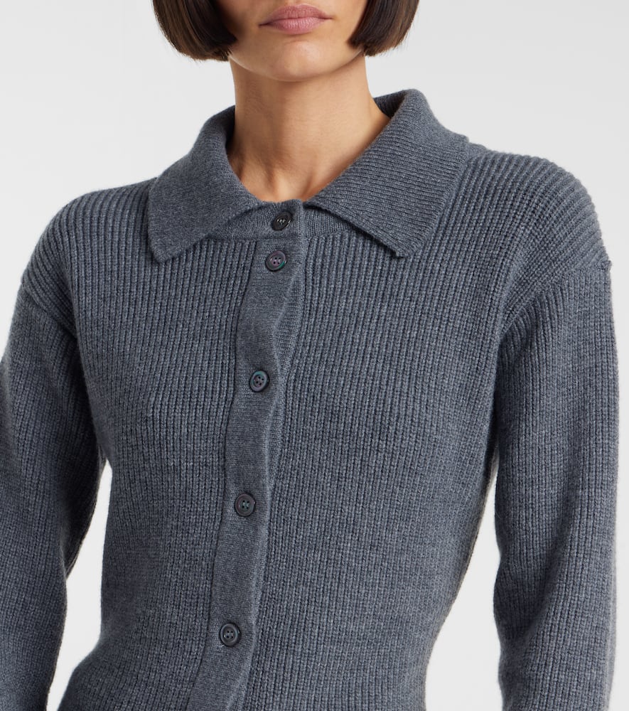 Rohe Ribbed-knit Wool And Cashmere Cardigan In Gray