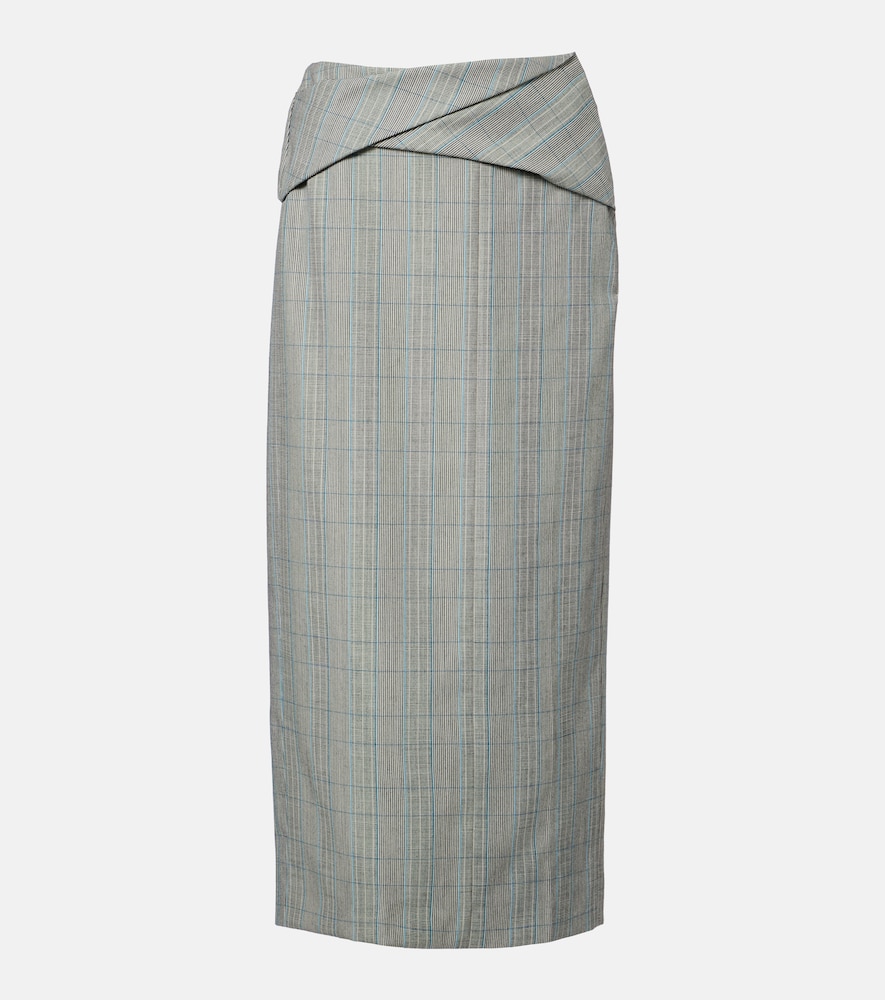 Victoria Beckham Checked virgin wool midi skirt