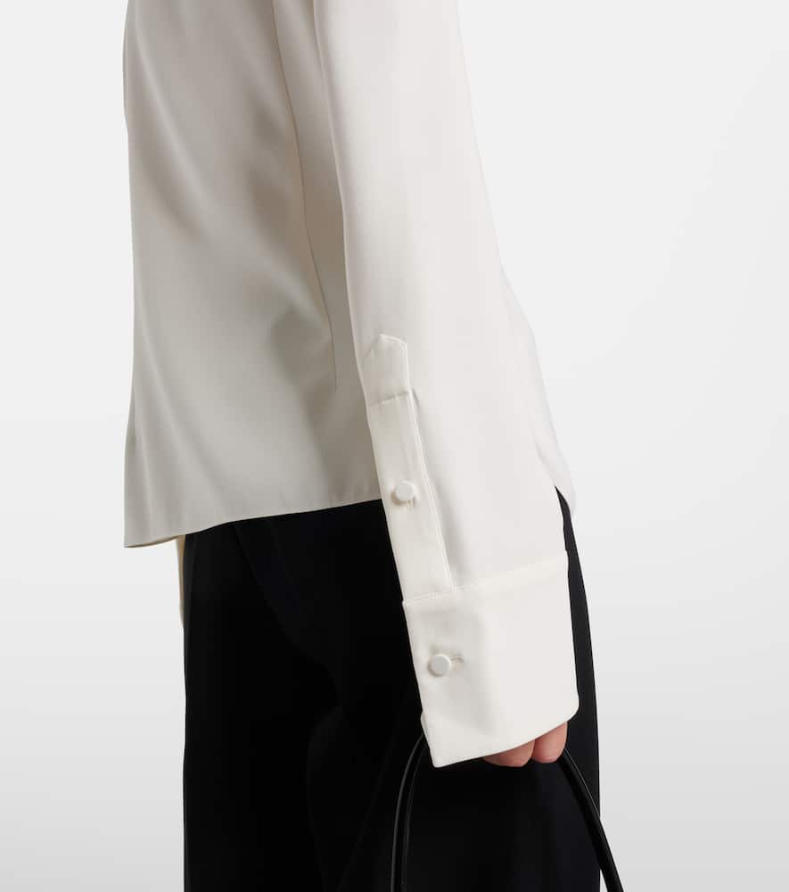 Oscar De La Renta Lace-trimmed Silk-blend Georgette Blouse In White