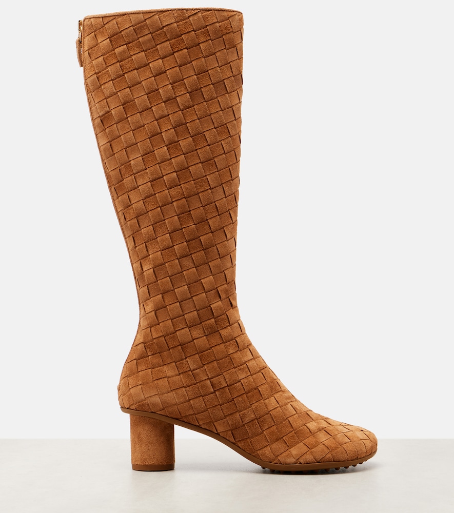  Bottega Veneta Bottega Veneta Atomic Intrecciato Suede Knee-high Boots 