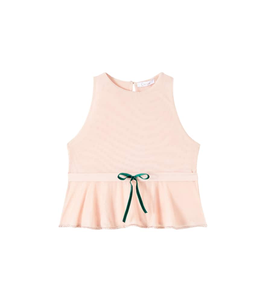 Oseree Oséree Kids Bow-detail Tulle Top In Neutral