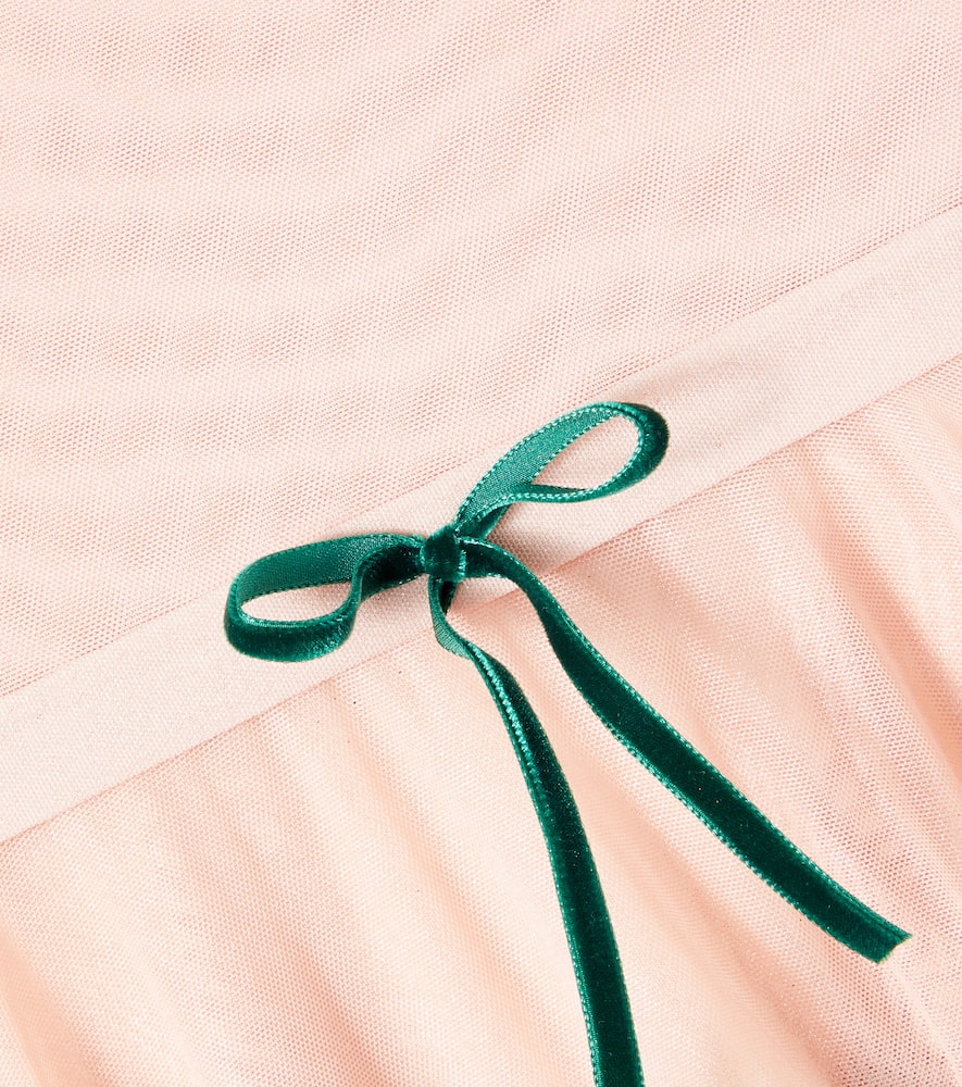 Oseree Oséree Kids Bow-detail Tulle Top In Neutral