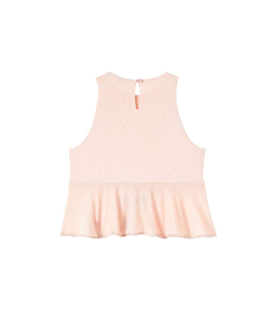 Oseree Oséree Kids Bow-detail Tulle Top In Neutral