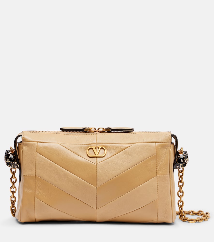 Valentino Panthea Small Leather Crossbody Bag In Sand