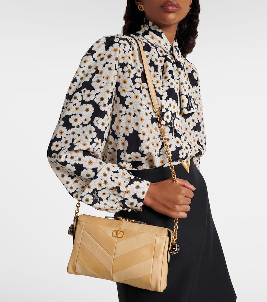 Valentino Panthea Small Leather Crossbody Bag In Sand