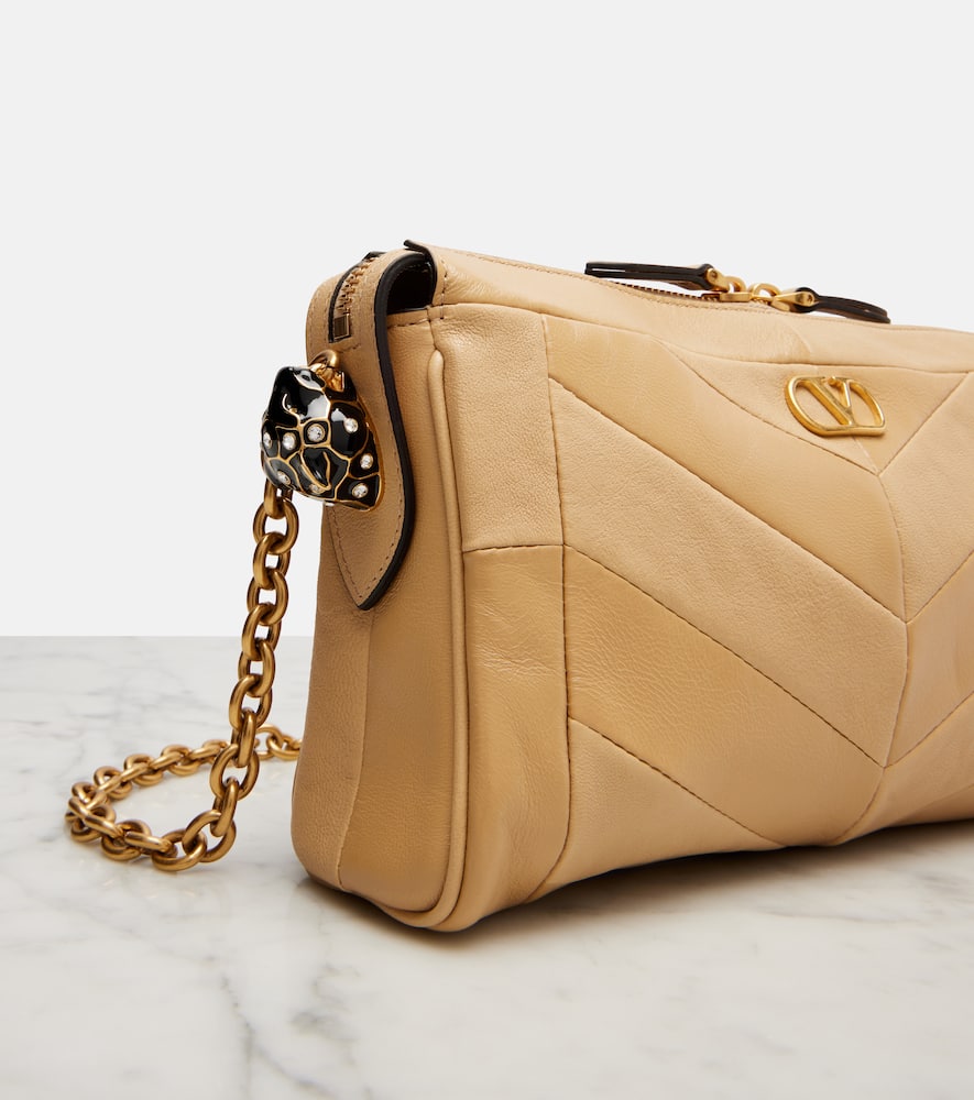Valentino Panthea Small Leather Crossbody Bag In Sand