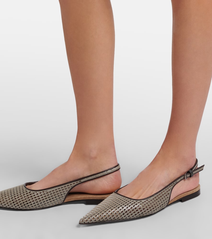 Brunello Cucinelli Monili leather slingback ballet flats