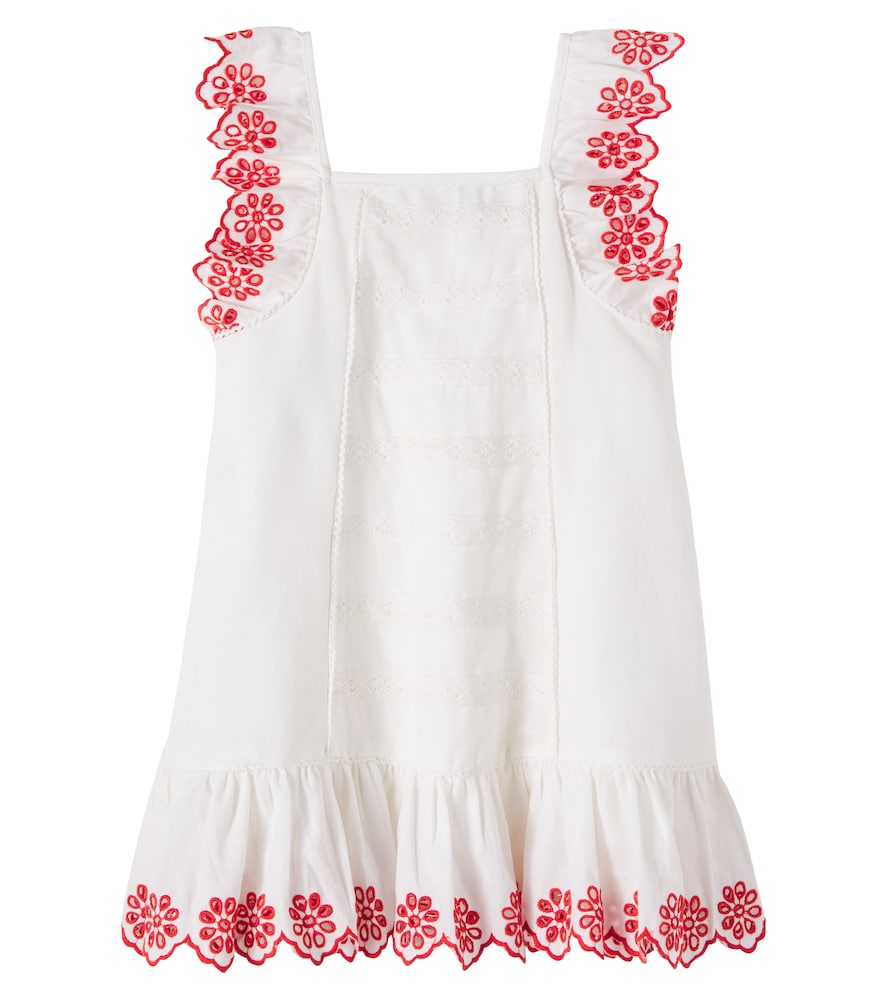 Stella Mccartney Kids White Embroidered Linen And Cotton Dress Y Size 10 - Mytheresa